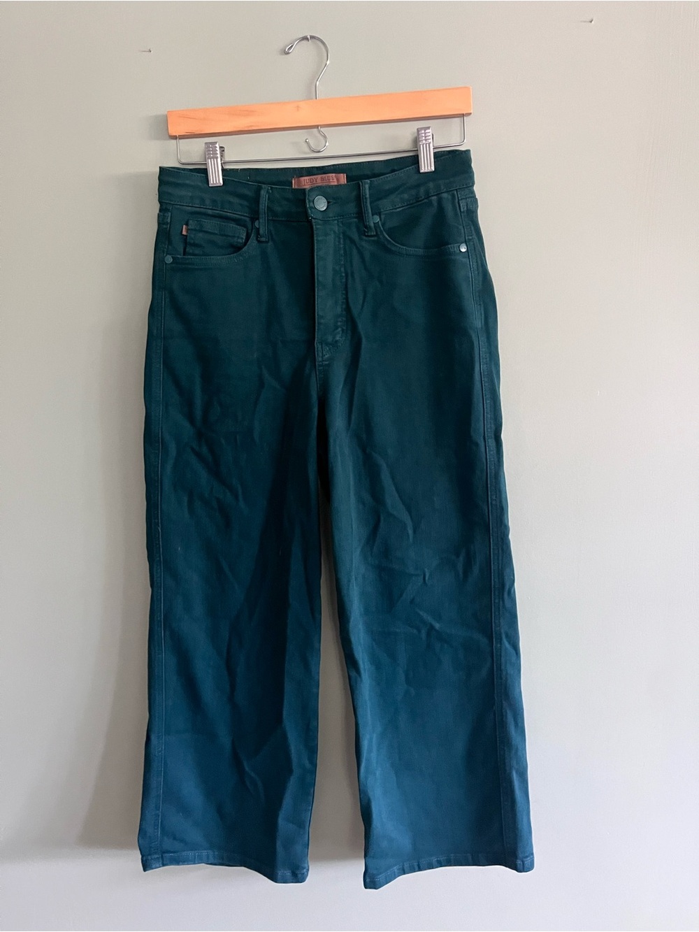 Judy Blue Tummy Control High Rise Wide Leg Crop Teal